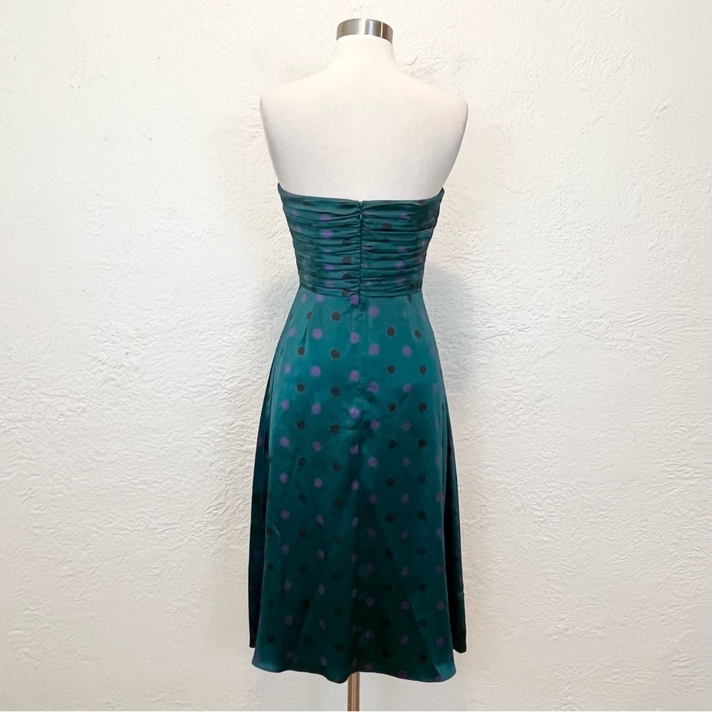 Vintage Betsey Johnson Dress 90s Y2K 4 Silk Satin Teal Polka Dot - Picture 8 of 13